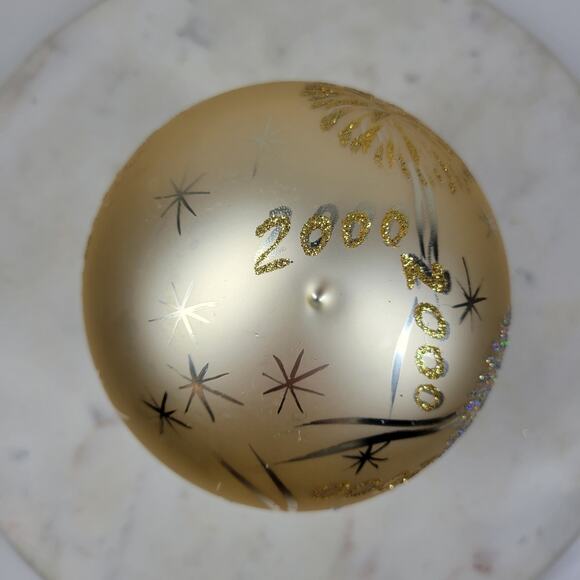 Vtg Radko 2000 Millennium Ball Ornament 4" Gold Glitter Christmas Holiday Decor - Picture 8 of 13